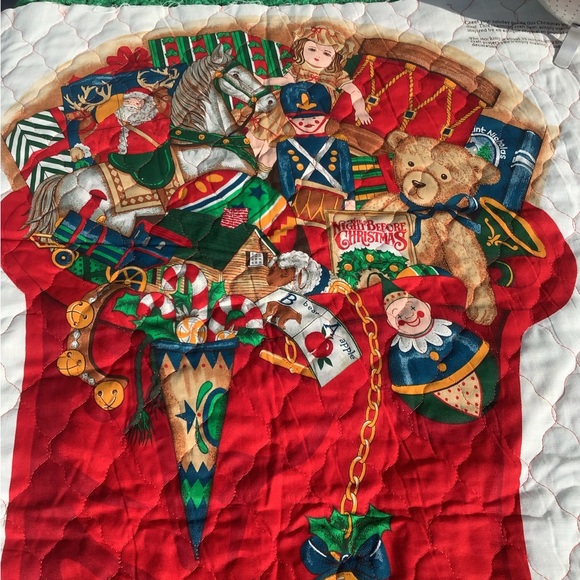 Vtg Jumbo Quilted Stocking Old World Antique Print NOS by Cranston Cut & Sew New - Picture 3 of 8